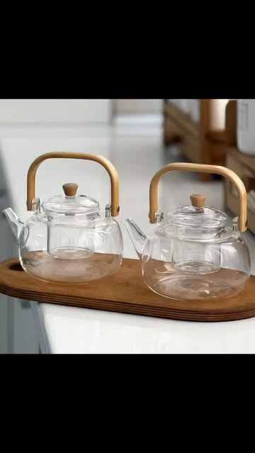 قوری پیرکس با درب بامبو